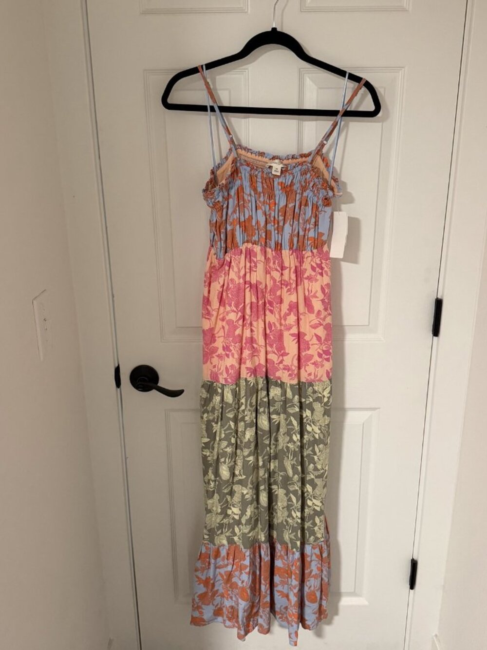 Treasure & Bond Smocked Tiered Maxi Dress Multicolor Floral Size XS